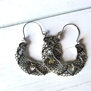 Silver Boho Hoop Earrings